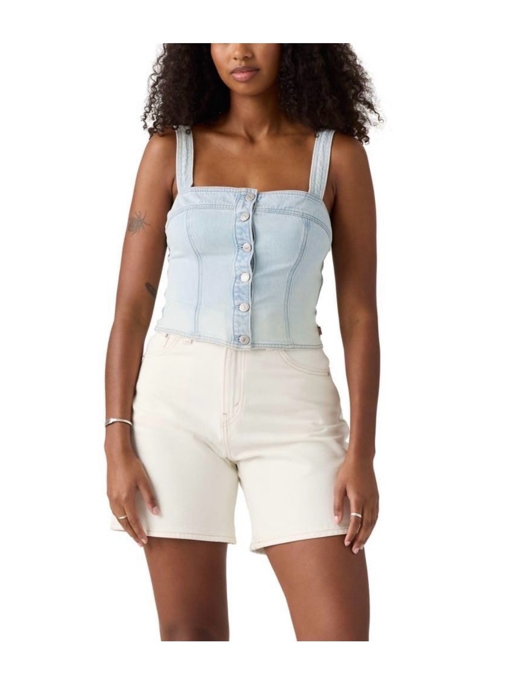 Levi’s Denim Button-Front Crop Tank Top - Light Blue NWT